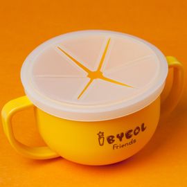 [I-BYEOL Friends] Two hands cup, Yellow + Silicone Lid (Snack) _ Snack Catcher with Silicon Lid, Snack Container, Portable Biscuits Candy Box, BPA Free _ Made in KOREA
